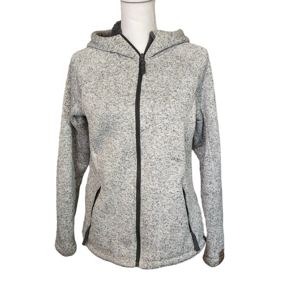 Mountain Warehouse Jacket Gray White Knit with Gray Fleece Lining Hood Womens 8 - Picture 2 of 9